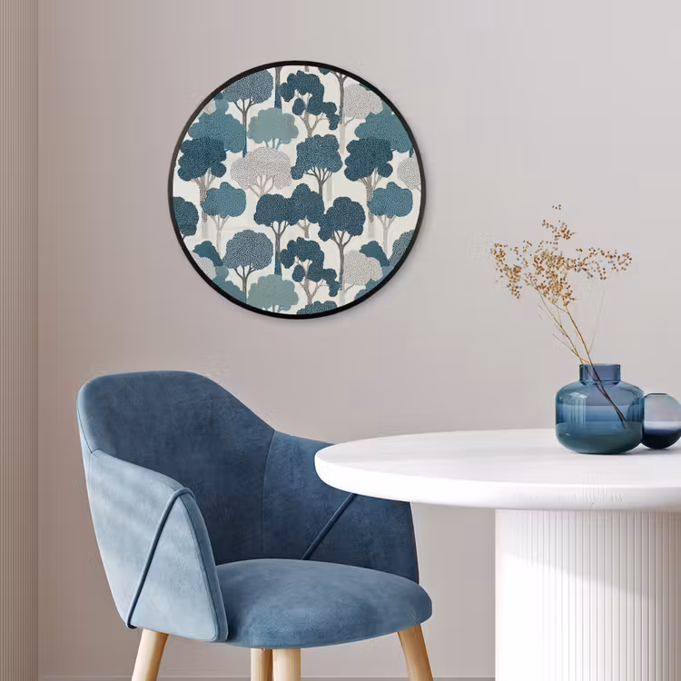 Ronde fotolijst - Modern - Bomen - Bos - Patroon - Blauw — 4