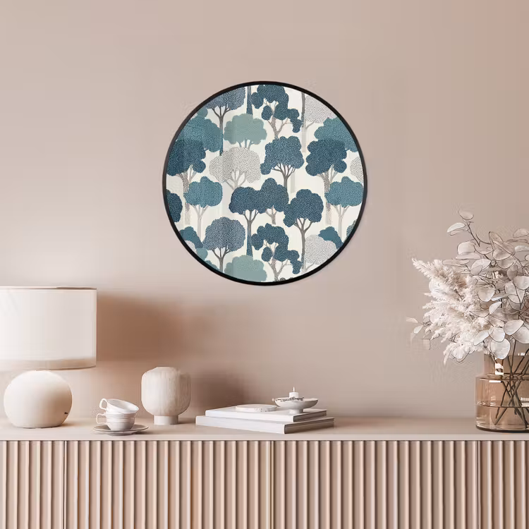 Ronde fotolijst - Modern - Bomen - Bos - Patroon - Blauw — 5