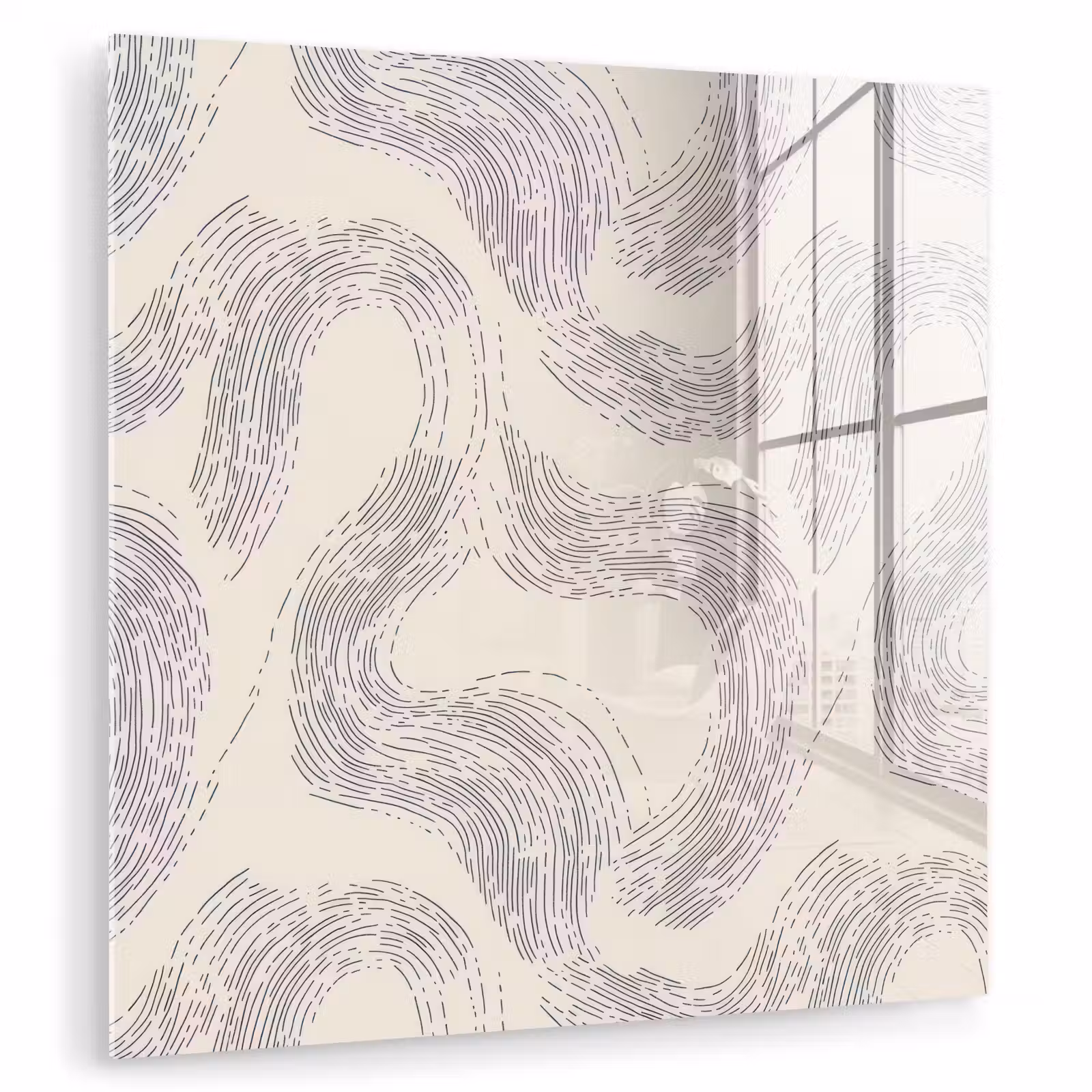 Glas schilderij - Lijnen - Patroon - Beige - Minimalistisch — 1