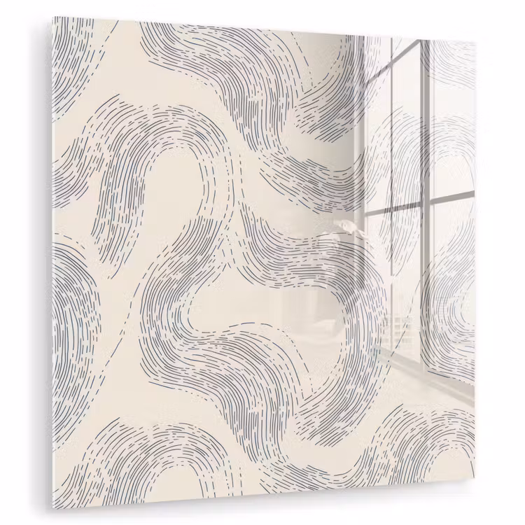 Glas schilderij - Lijnen - Patroon - Beige - Minimalistisch — 1