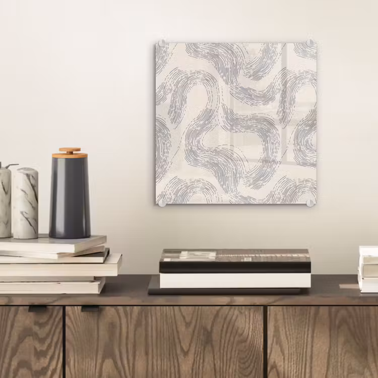 Glas schilderij - Lijnen - Patroon - Beige - Minimalistisch — 2