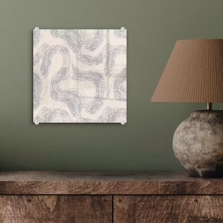 Glas schilderij - Lijnen - Patroon - Beige - Minimalistisch — 4