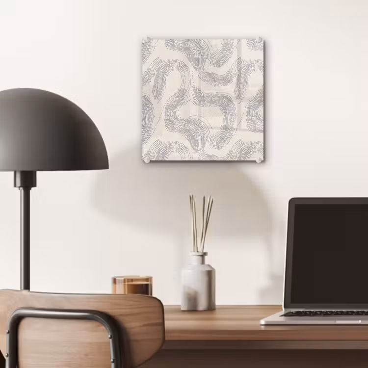 Glas schilderij - Lijnen - Patroon - Beige - Minimalistisch — 7