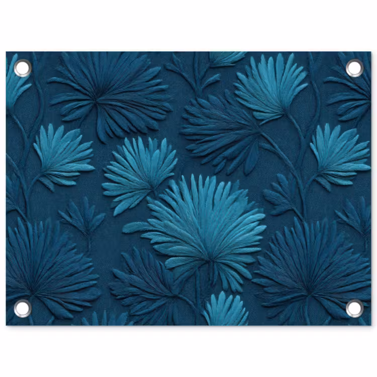 Tuinposter - Bladeren - Reliëf - Patroon - Oceaanblauw - Modern — 1