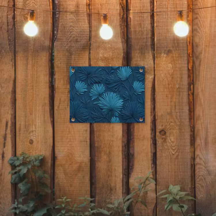 Tuinposter - Bladeren - Reliëf - Patroon - Oceaanblauw - Modern — 2