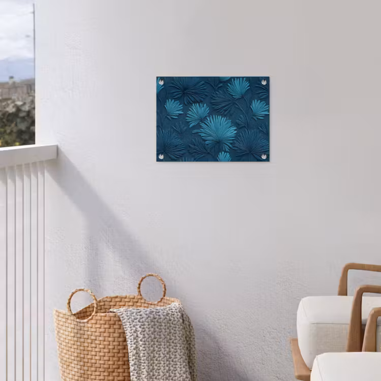 Tuinposter - Bladeren - Reliëf - Patroon - Oceaanblauw - Modern — 3