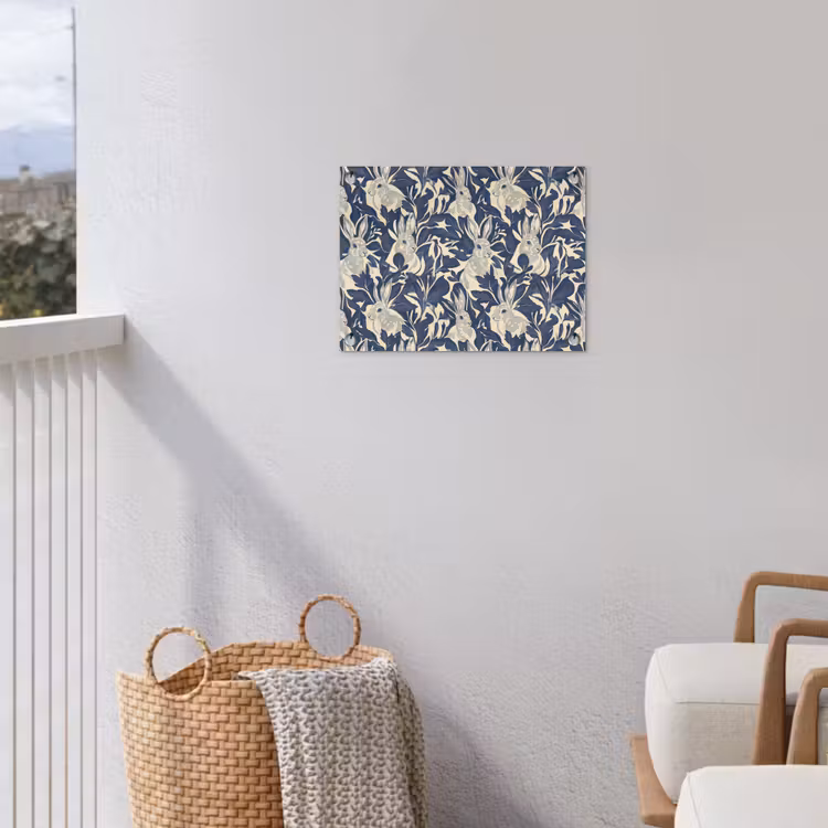 Tuinposter - Hazen - Bladeren - Patroon - Blauw - Beige — 3