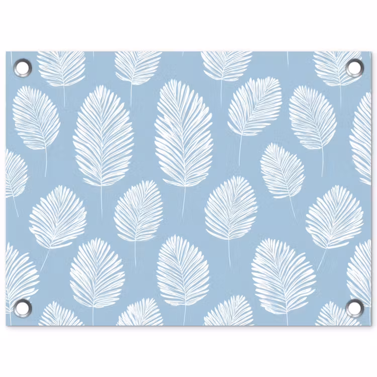 Tuinposter - Palmbladeren - Naadloos - Patroon - Pastelblauw — 1