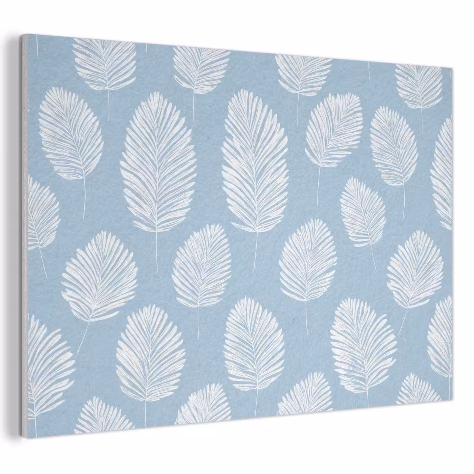 Akoestisch schilderij - Palmbladeren - Naadloos - Patroon - Pastelblauw — 1