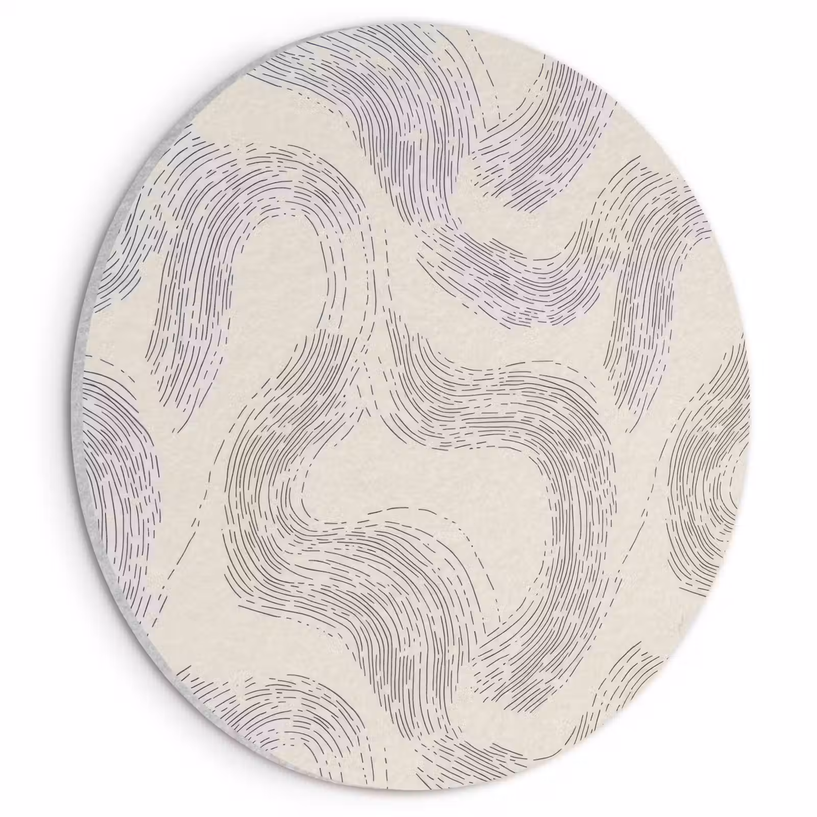 Akoestisch schilderij rond - Lijnen - Patroon - Beige - Minimalistisch — 1