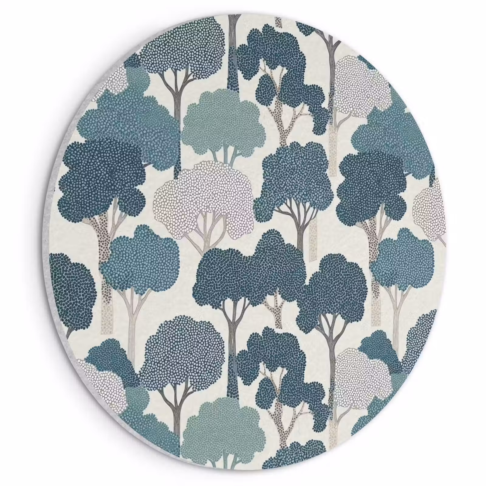Akoestisch schilderij rond - Modern - Bomen - Bos - Patroon - Blauw — 1