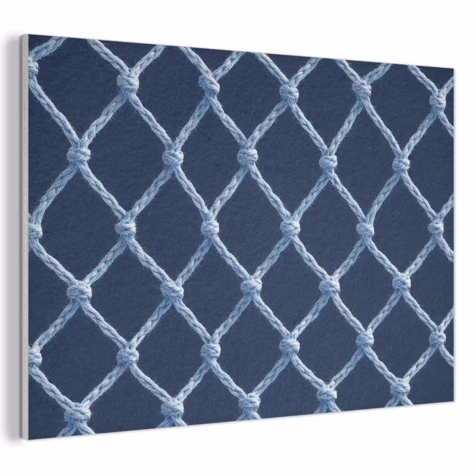 Akoestisch schilderij - Visnet - Touw - Patroon - Marineblauw — 1