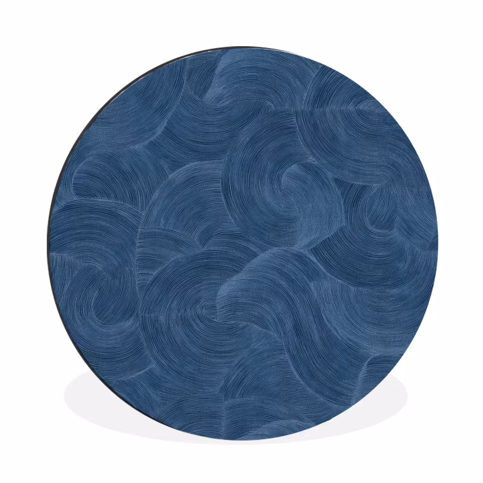Wandcirkel - Aluminium - Golven - Textuur - Patroon - Blauw — 1