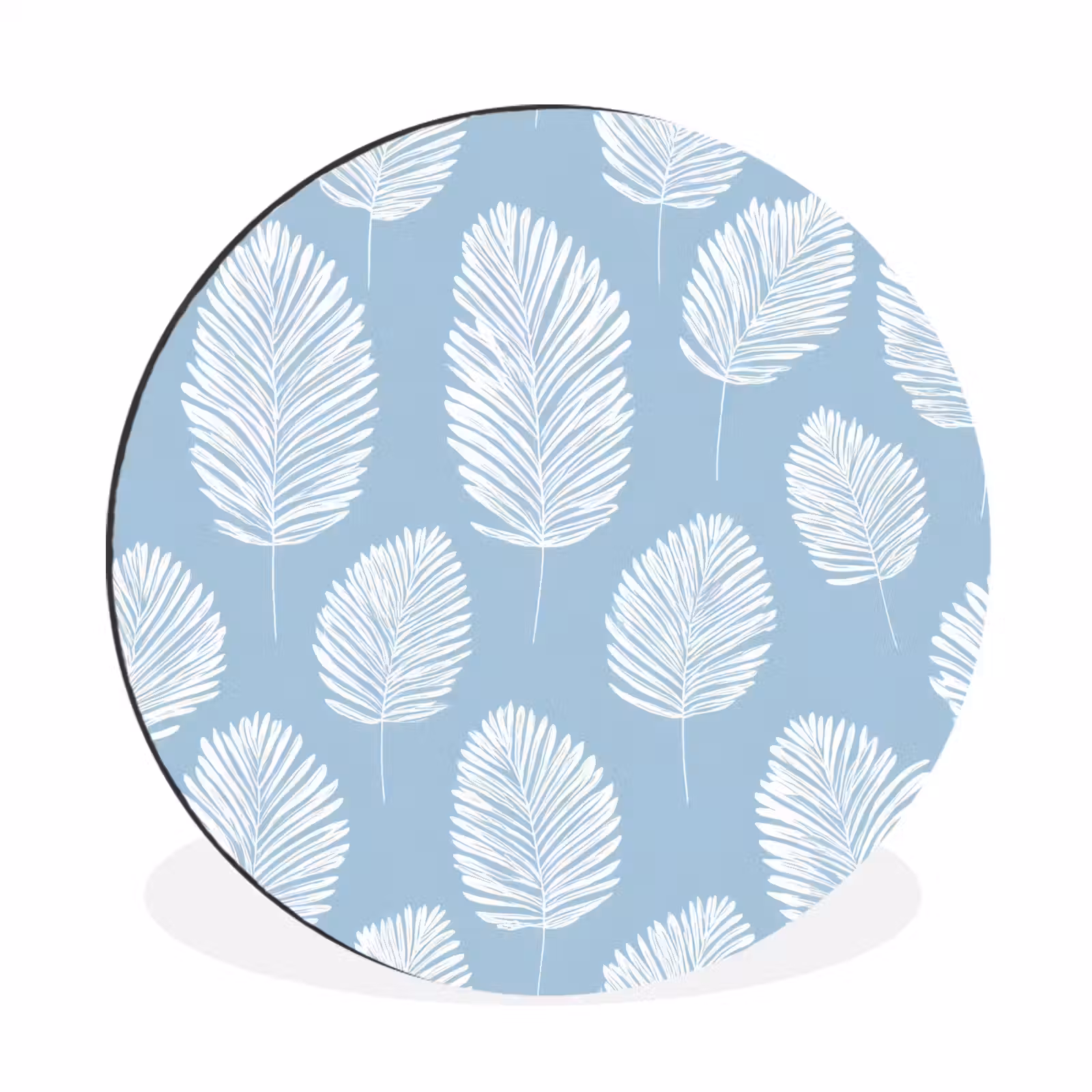 Wandcirkel - Aluminium - Palmbladeren - Naadloos - Patroon - Pastelblauw — 1