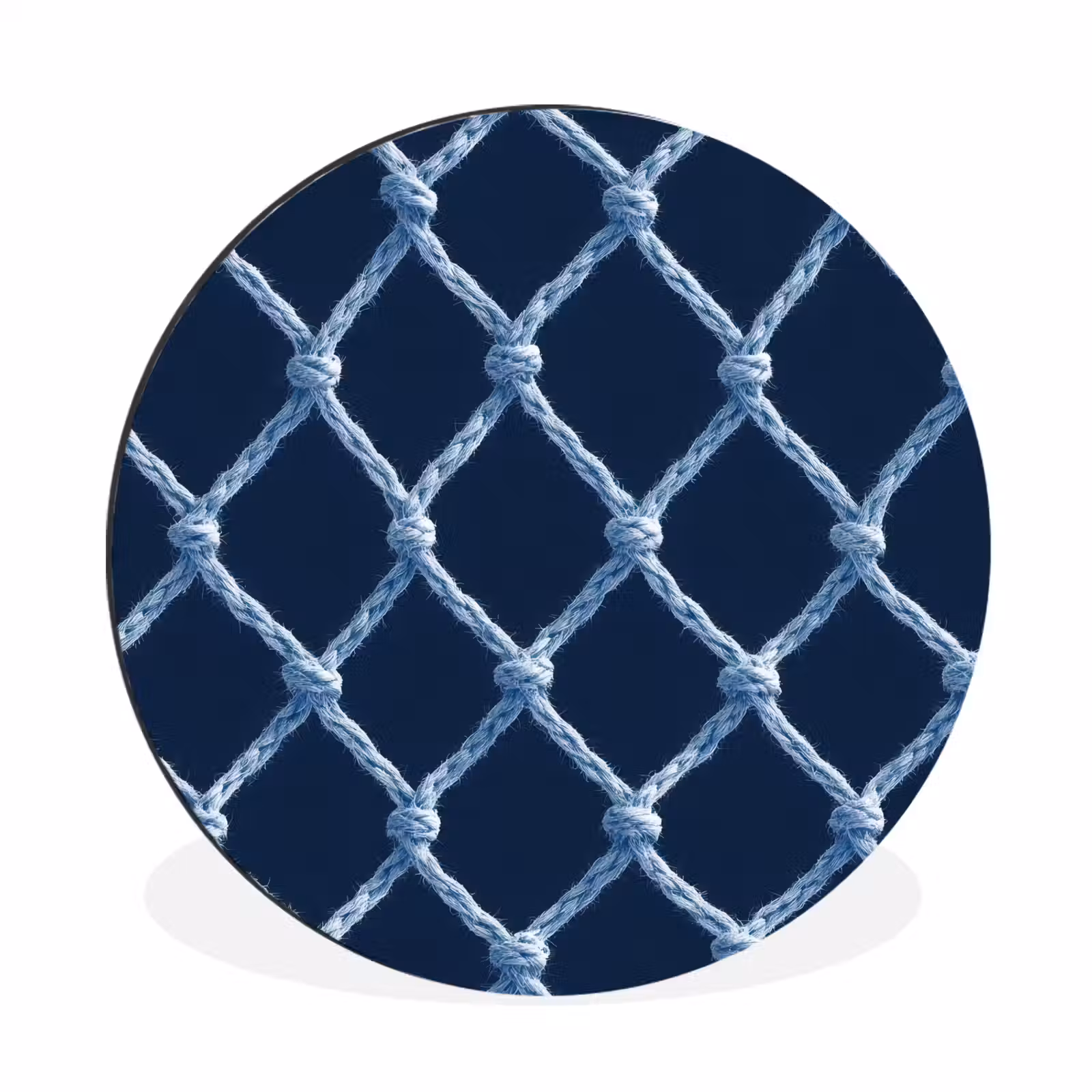 Wandcirkel - Aluminium - Visnet - Touw - Patroon - Marineblauw — 1