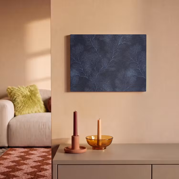 Akoestisch schilderij - Koraal - Takken - Patroon - Nachtblauw — 2
