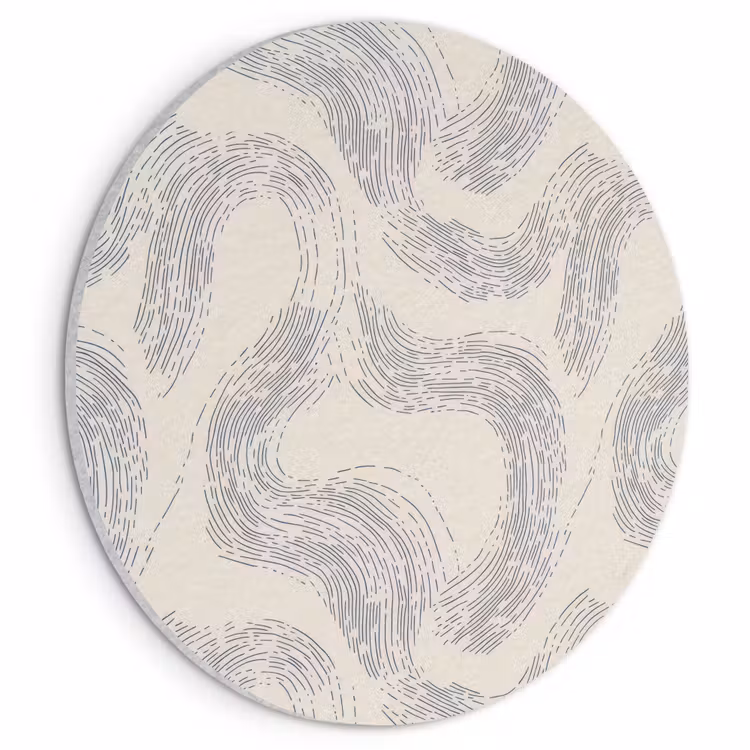 Akoestisch schilderij rond - Lijnen - Patroon - Beige - Minimalistisch — 1
