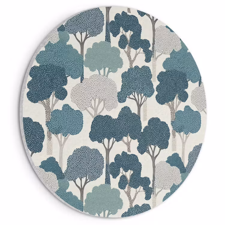 Akoestisch schilderij rond - Modern - Bomen - Bos - Patroon - Blauw — 1