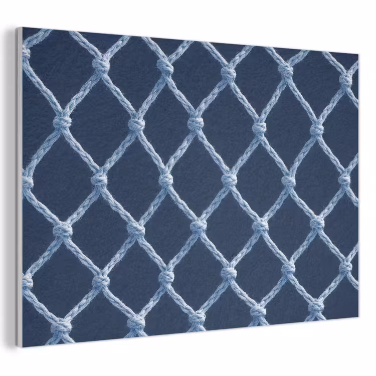 Akoestisch schilderij - Visnet - Touw - Patroon - Marineblauw — 1
