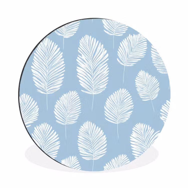 Wandcirkel - Aluminium - Palmbladeren - Naadloos - Patroon - Pastelblauw — 1