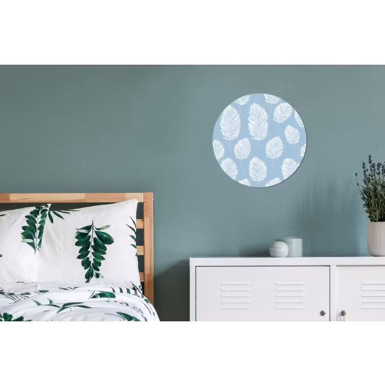 Wandcirkel - Aluminium - Palmbladeren - Naadloos - Patroon - Pastelblauw — 4