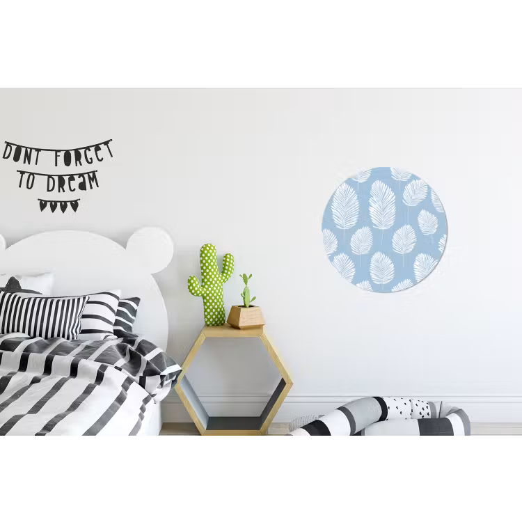 Wandcirkel - Aluminium - Palmbladeren - Naadloos - Patroon - Pastelblauw — 5
