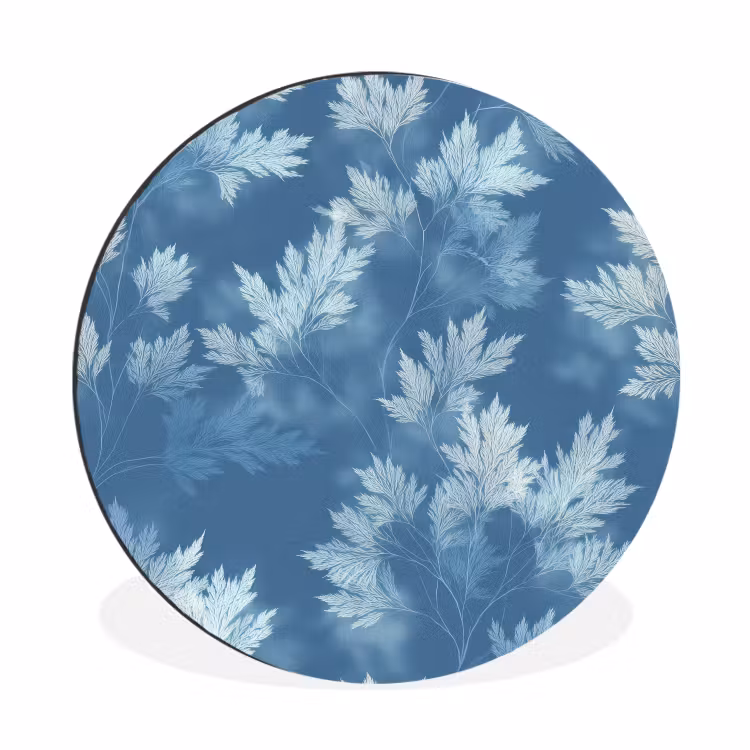 Wandcirkel - Aluminium - Varen - Botanisch - Patroon - Grijsblauw — 1