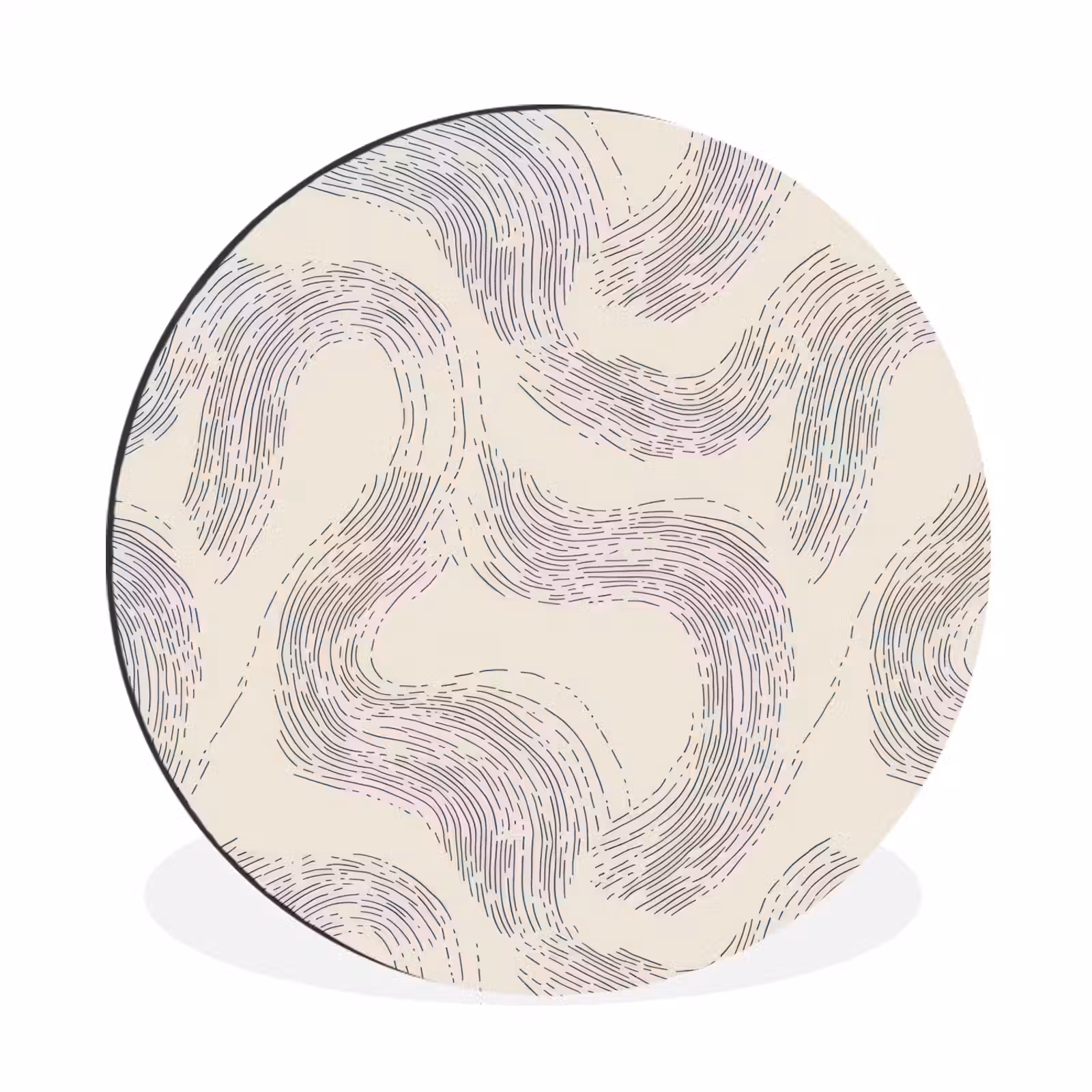 Wandcirkel - Aluminium - Lijnen - Patroon - Beige - Minimalistisch — 1