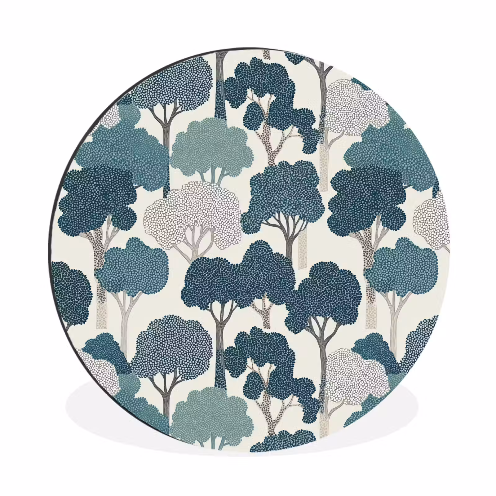 Wandcirkel - Aluminium - Modern - Bomen - Bos - Patroon - Blauw — 1