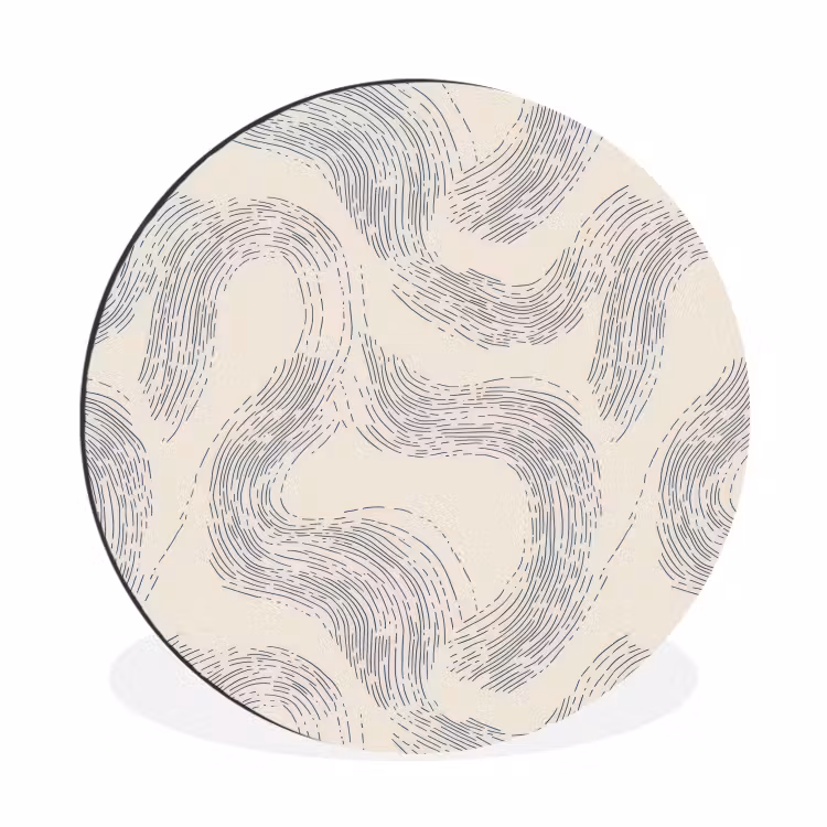 Wandcirkel - Aluminium - Lijnen - Patroon - Beige - Minimalistisch — 1