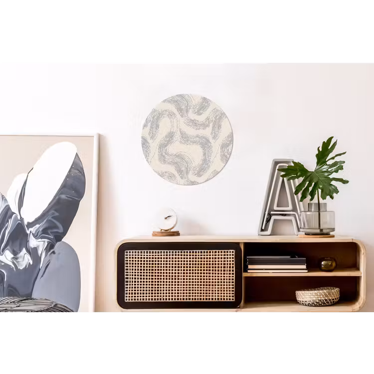 Wandcirkel - Aluminium - Lijnen - Patroon - Beige - Minimalistisch — 3