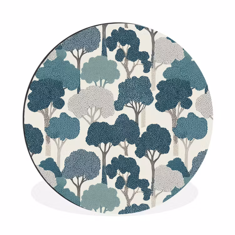 Wandcirkel - Aluminium - Modern - Bomen - Bos - Patroon - Blauw — 1