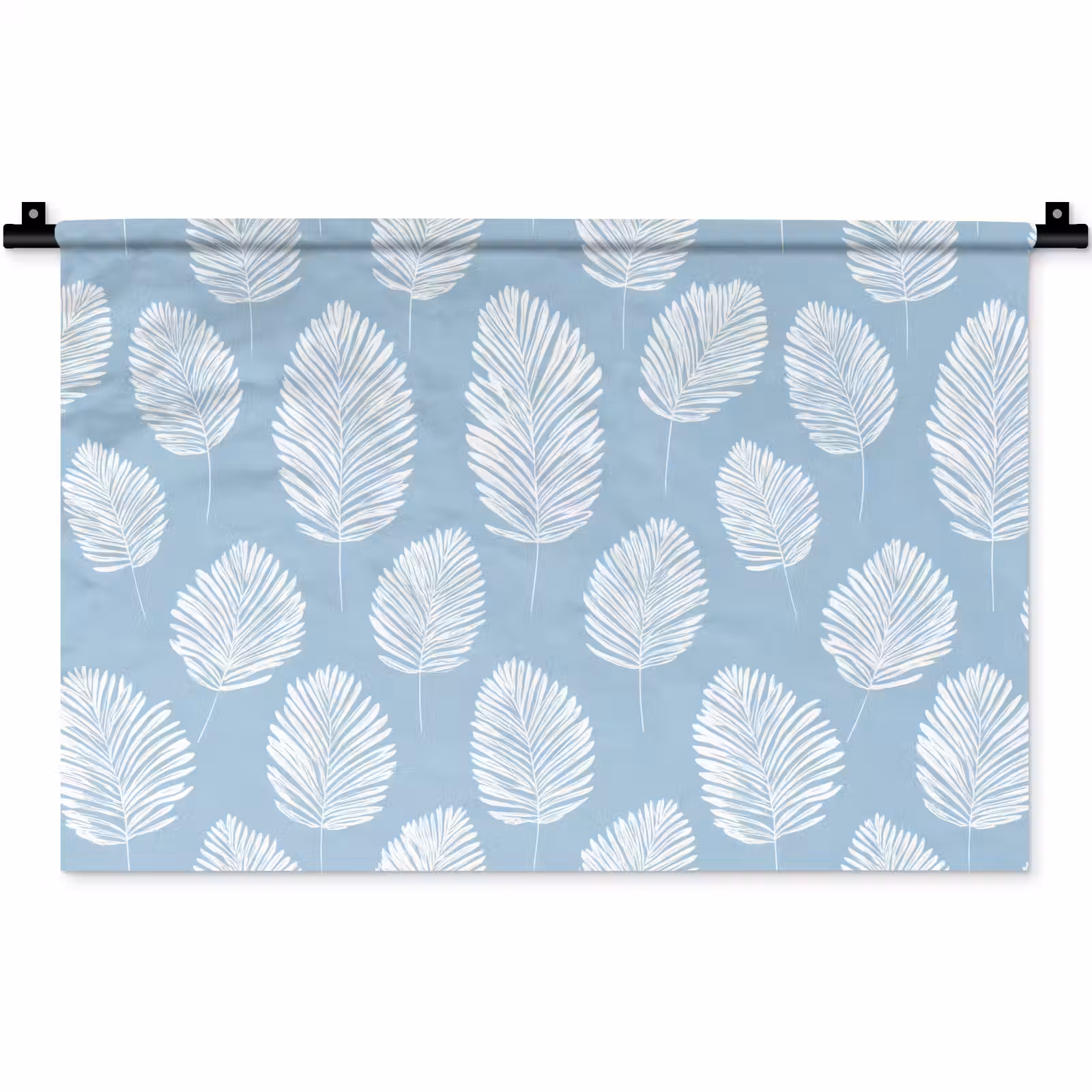 Wandkleed - Palmbladeren - Naadloos - Patroon - Pastelblauw — 1