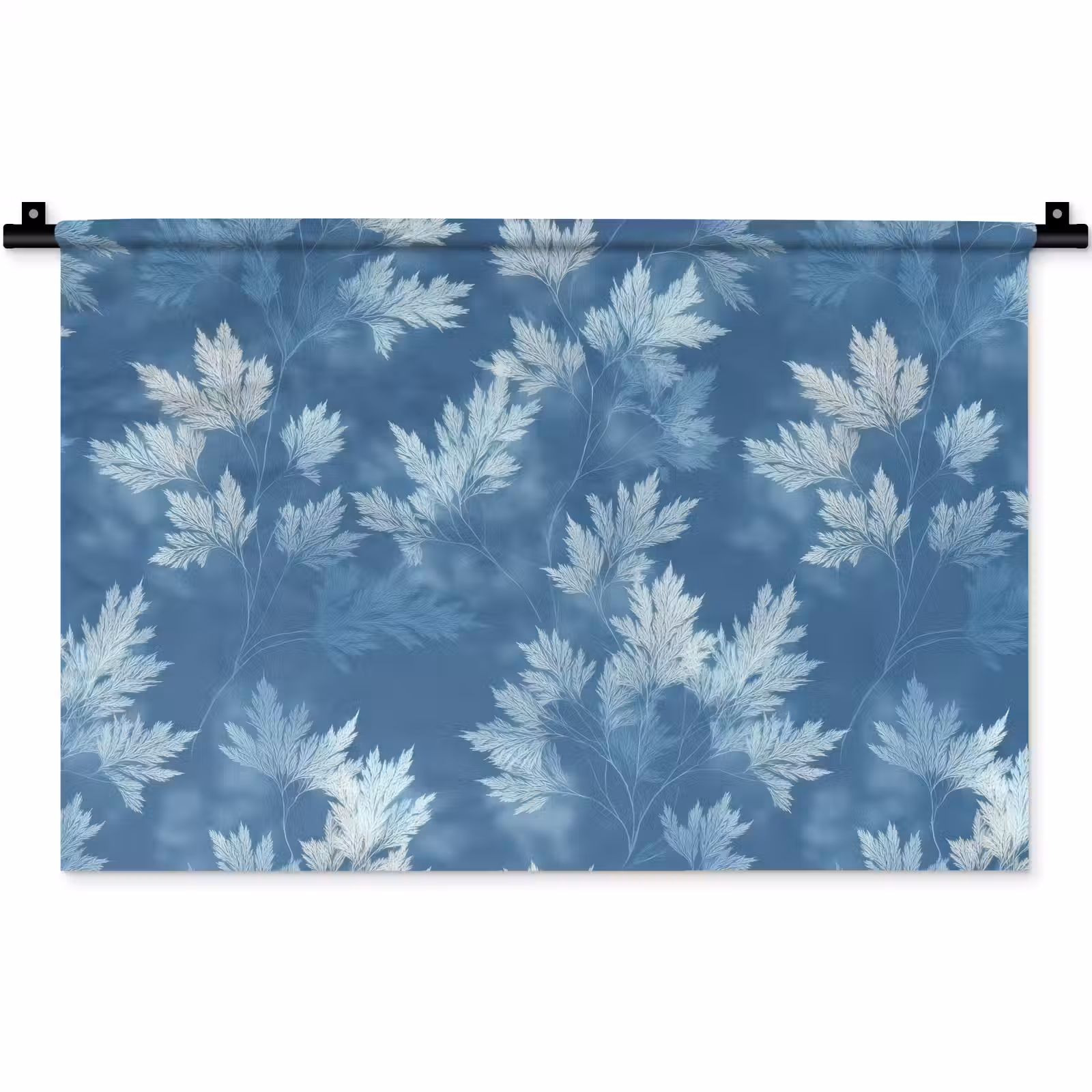 Wandkleed - Varen - Botanisch - Patroon - Grijsblauw — 1