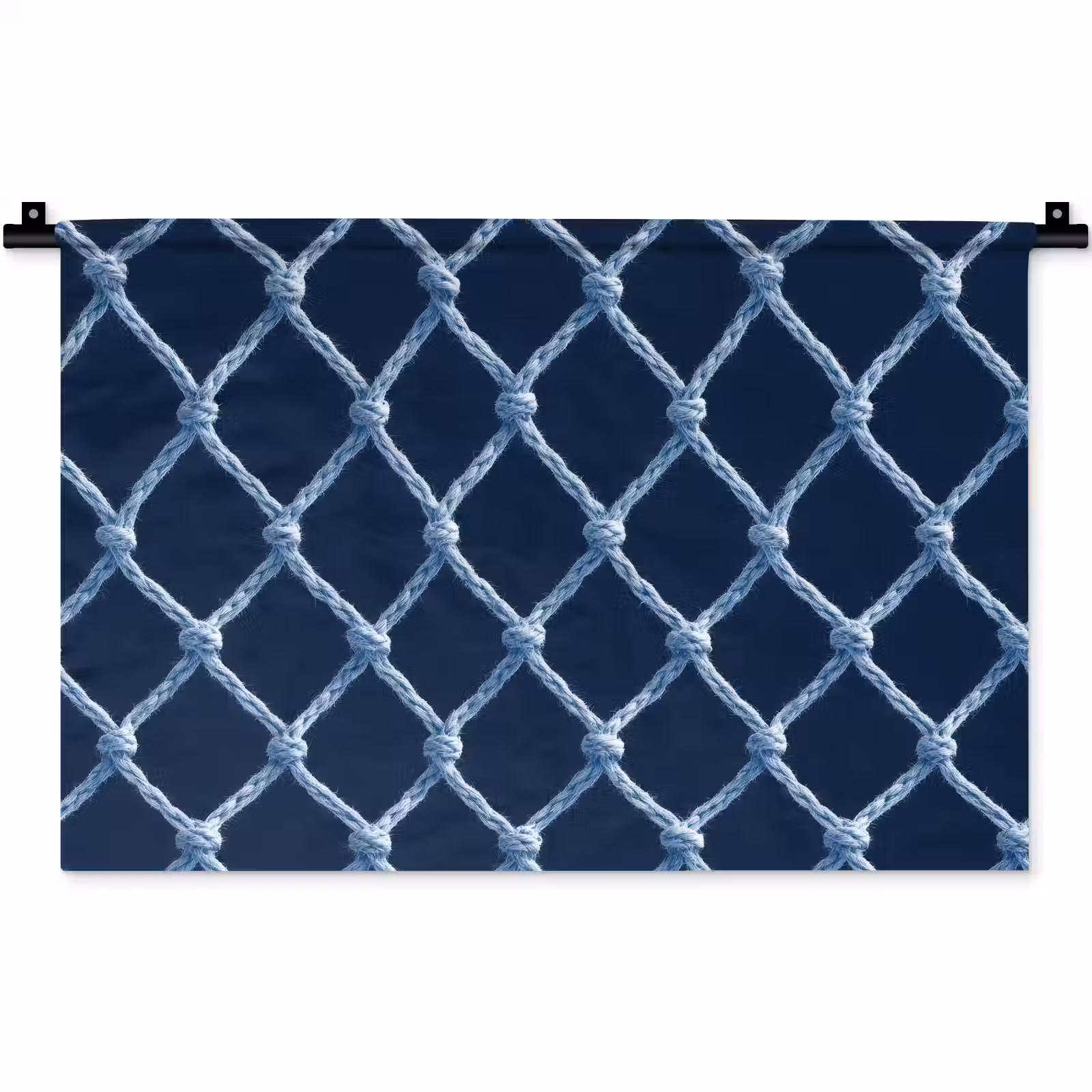 Wandkleed - Visnet - Touw - Patroon - Marineblauw — 1