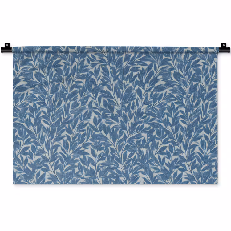 Wandkleed - Bladeren - Klassiek - Patroon - Donkerblauw - Vintage — 1