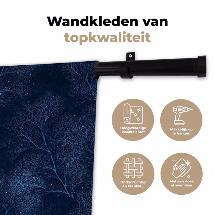 Wandkleed - Koraal - Takken - Patroon - Nachtblauw — 3