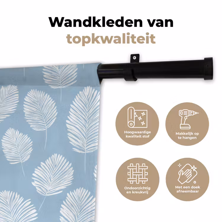 Wandkleed - Palmbladeren - Naadloos - Patroon - Pastelblauw — 3