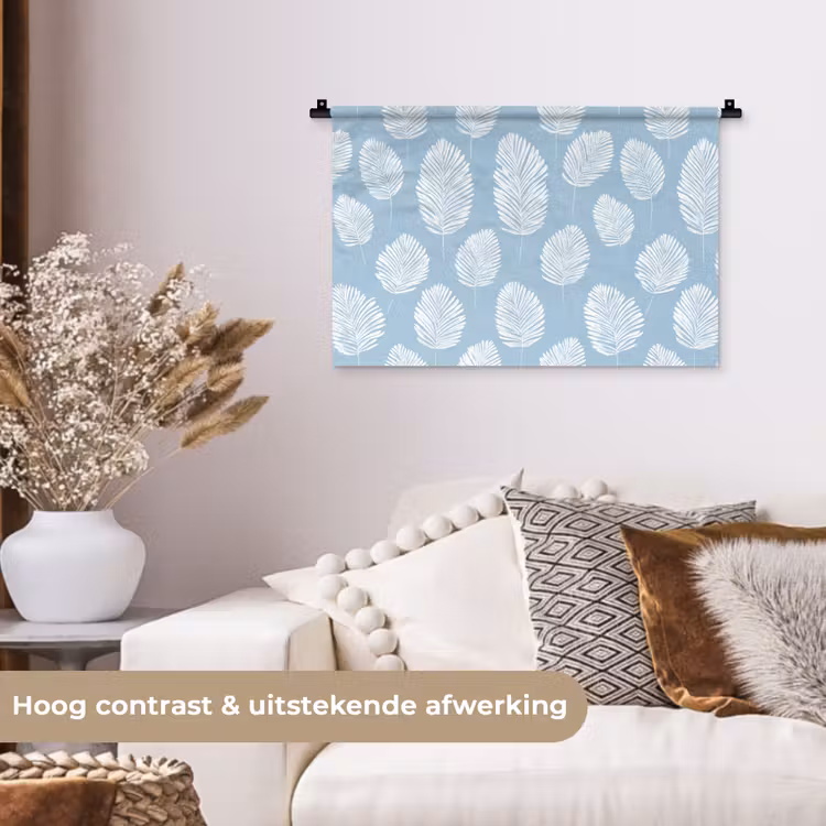 Wandkleed - Palmbladeren - Naadloos - Patroon - Pastelblauw — 4