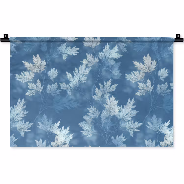 Wandkleed - Varen - Botanisch - Patroon - Grijsblauw — 1