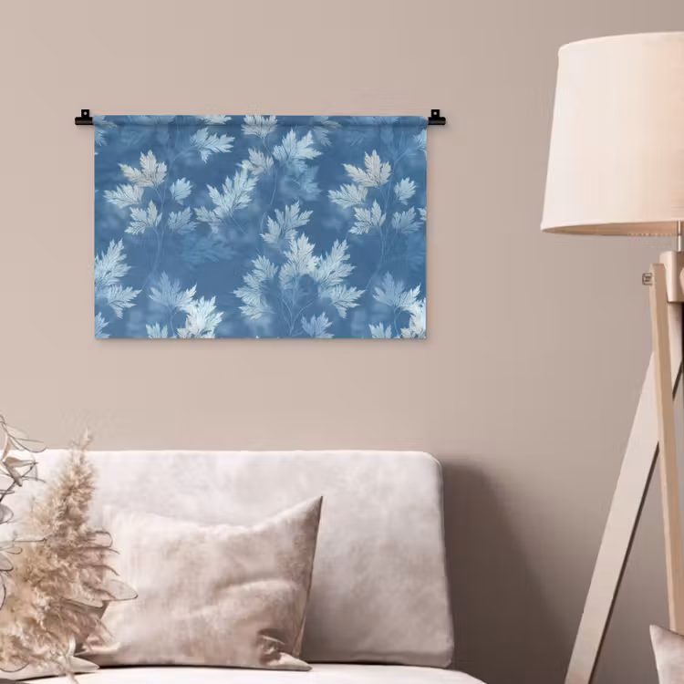 Wandkleed - Varen - Botanisch - Patroon - Grijsblauw — 2