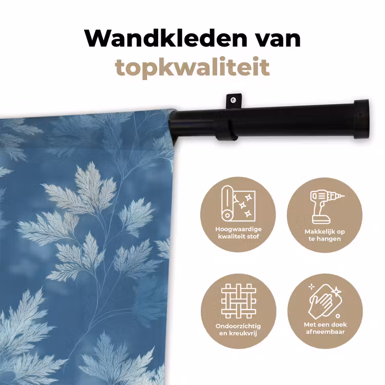 Wandkleed - Varen - Botanisch - Patroon - Grijsblauw — 3