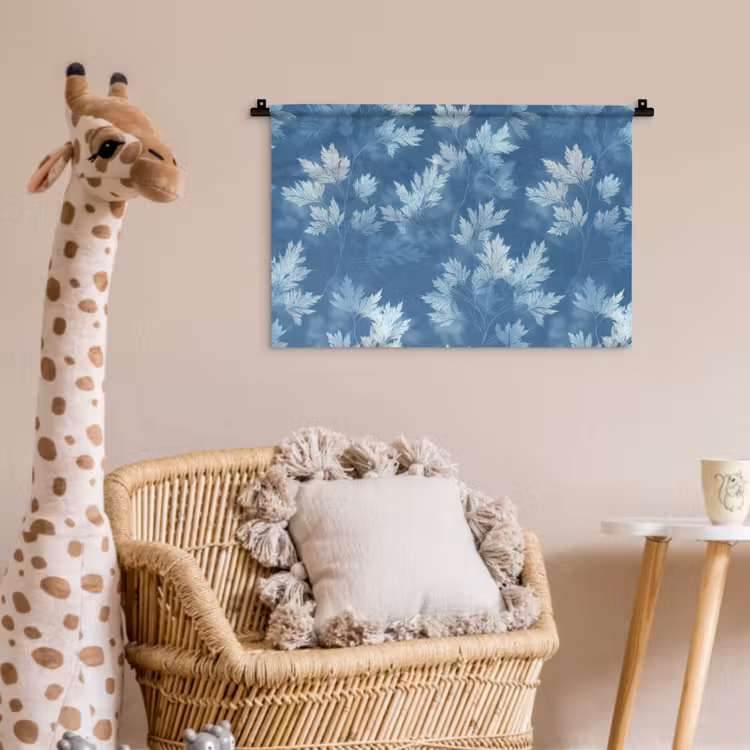 Wandkleed - Varen - Botanisch - Patroon - Grijsblauw — 5