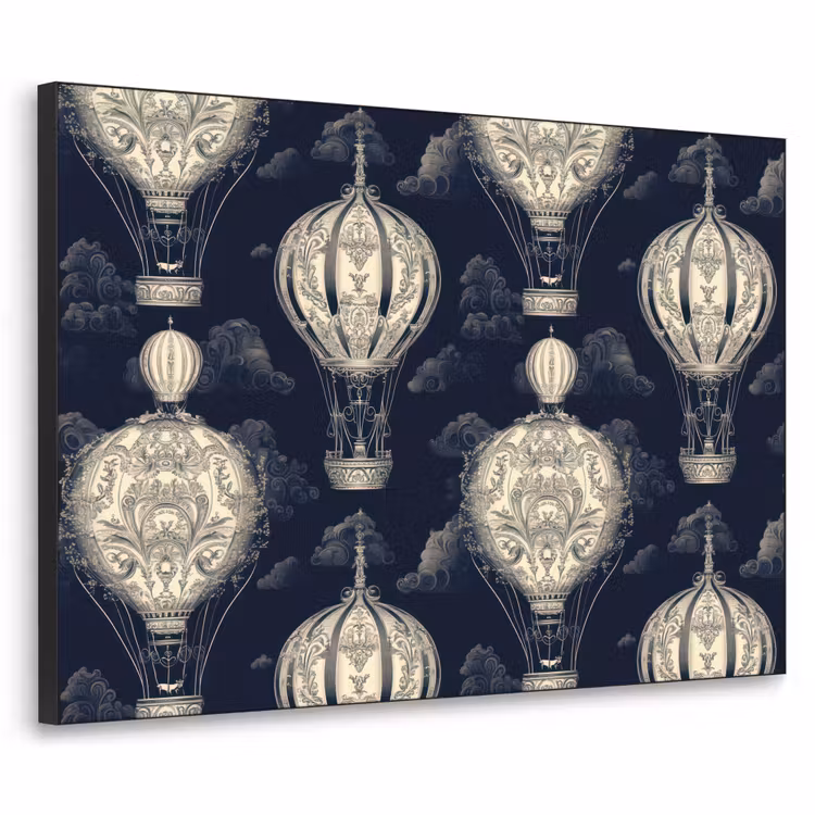 Art Frame - Luchtballonnen - Wolken - Patroon - Donkerblauw — 1
