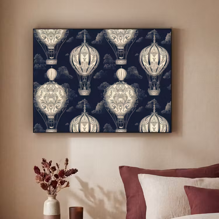 Art Frame - Luchtballonnen - Wolken - Patroon - Donkerblauw — 3
