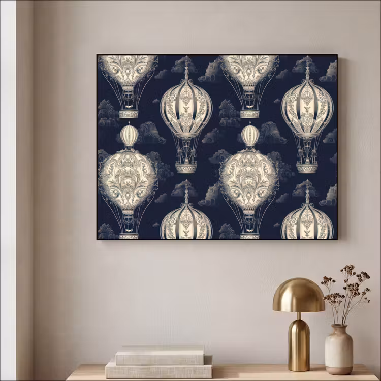 Art Frame - Luchtballonnen - Wolken - Patroon - Donkerblauw — 5