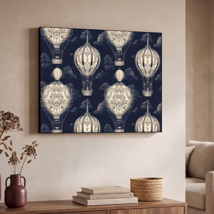 Art Frame - Luchtballonnen - Wolken - Patroon - Donkerblauw — 7