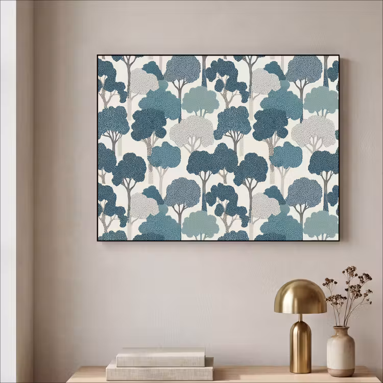 Art Frame - Modern - Bomen - Bos - Patroon - Blauw — 5
