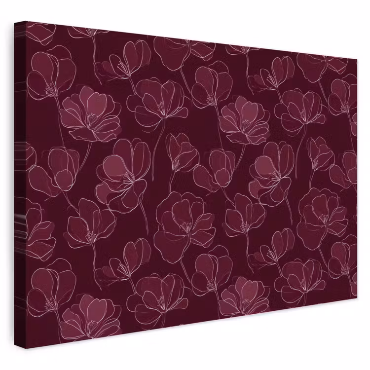 Buiten canvas - Bloemen - Patroon - Bordeauxrood