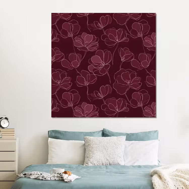 Forex - Bloemen - Patroon - Bordeauxrood — 2